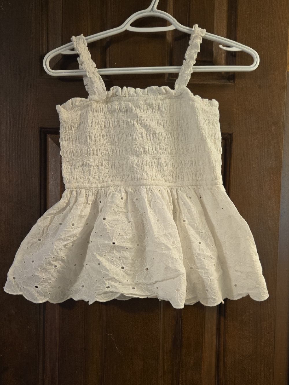 White Eyelet Peplum Tank Top